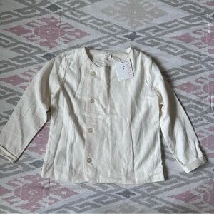 Kids cream linen blend jacket 8